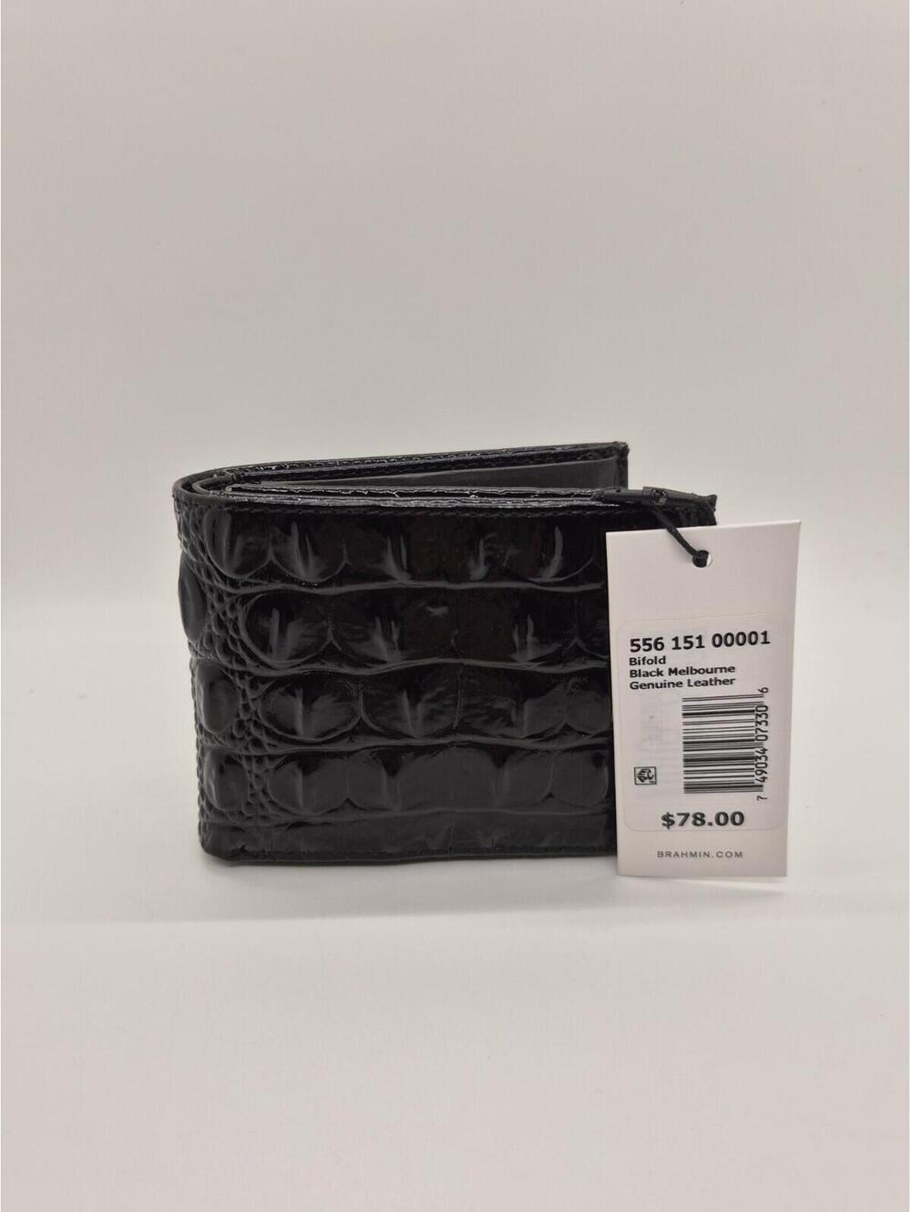 Brahmin Melbourne Slimfold Wallet Bifold Genuine Leather Black NWT